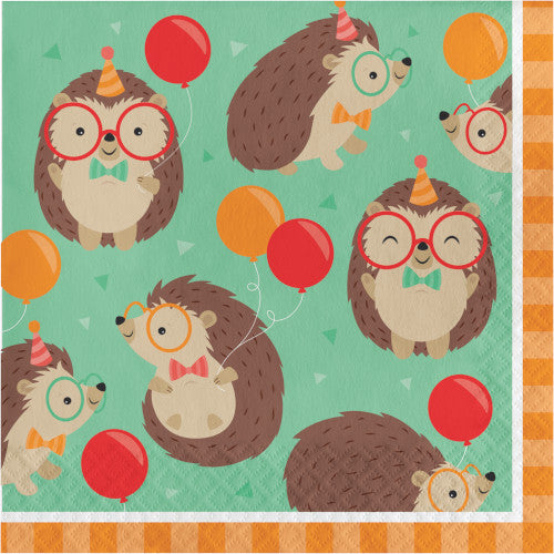 Hedgehog Party Lunch Napkins, 6.5 inch fold, set of 16