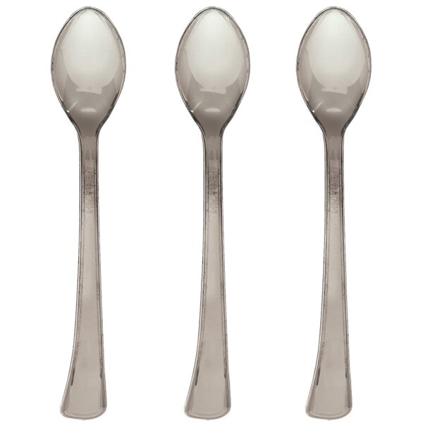 Silver Mini Cocktail Spoons, Plastic, 4 inch, set of 20