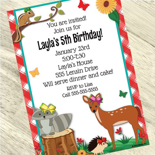 Birthday Direct's Forest Friends Party Custom Invitations