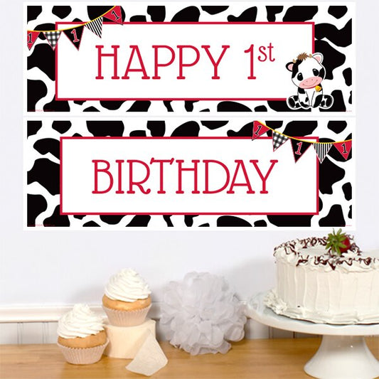 Birthday Direct's Cow 1st Birthday Two Piece Banners