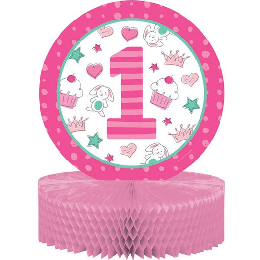 Doodle 1st Birthday Pink Honeycomb Centerpiece