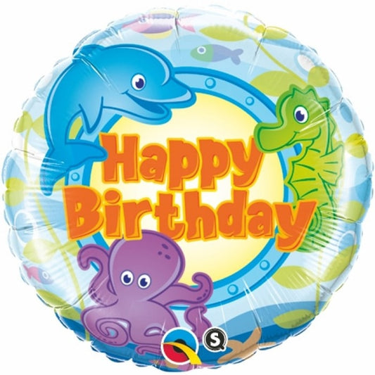 Happy Birthday Sea Creatures Foil Balloon, 18 inch, each