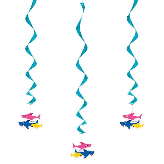 Baby Shark Dangling Swirl Decorations, 26 inch, 3 count