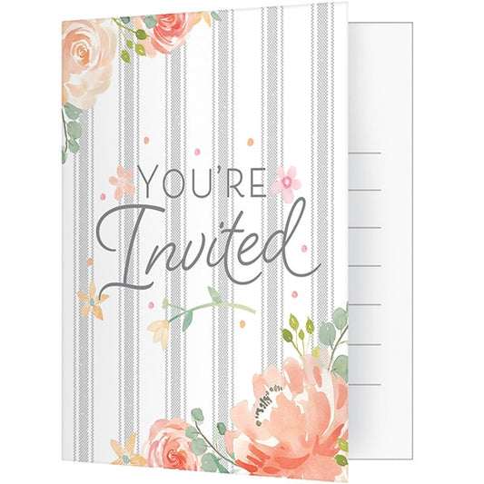 Farmhouse Floral Bi-Fold Invitations, envelopes, 4 x 6 inch, 8 count
