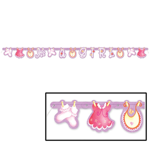 Pink Clothesline Baby Shower Jointed Banner, decor, each