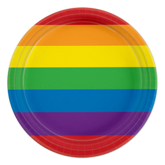 Rainbow Shine Round Dessert Plates, 7 inch, 8 count