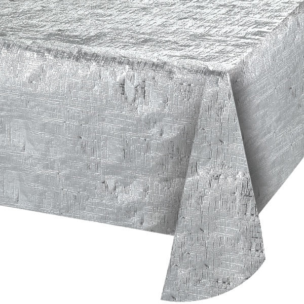Silver Metallic Table Cover, 54 x 108 inch