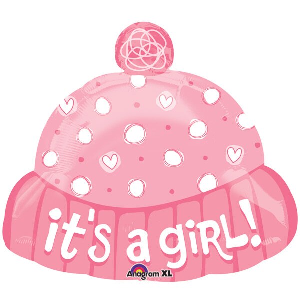 Its a Girl Hat Shaped Foil Balloon, 18 inch, each