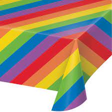 Rainbow Stripe Table cover, 54 x 108 inch, each
