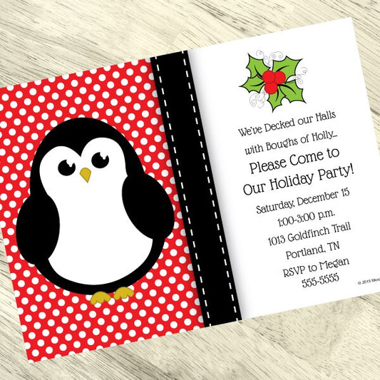 Birthday Direct's Christmas Penguin Party Custom Invitations