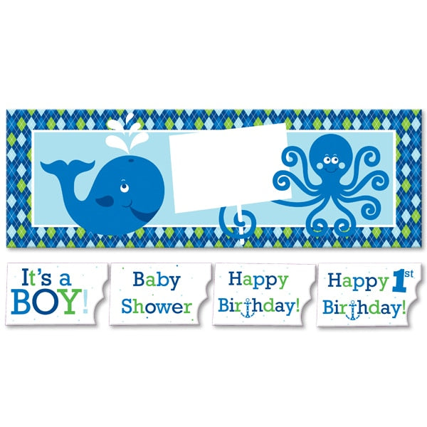 Ocean Preppy Blue Party Giant Party Banner, 60 x 20 inch, each