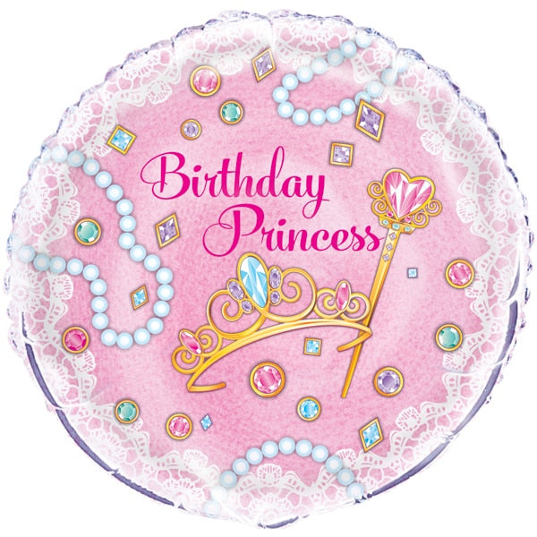 Pink Princess Birthday Foil Balloon, 18 inch, each