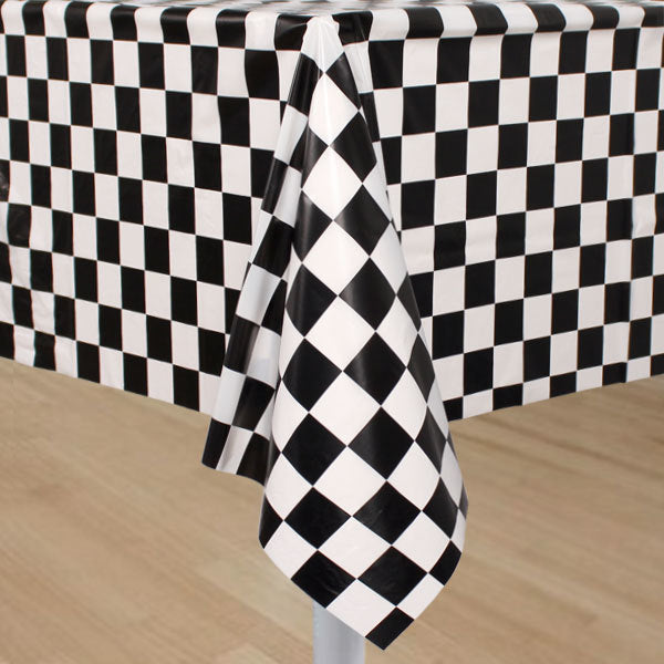Black and White Check Table Cover, 54 x 108 inch, each