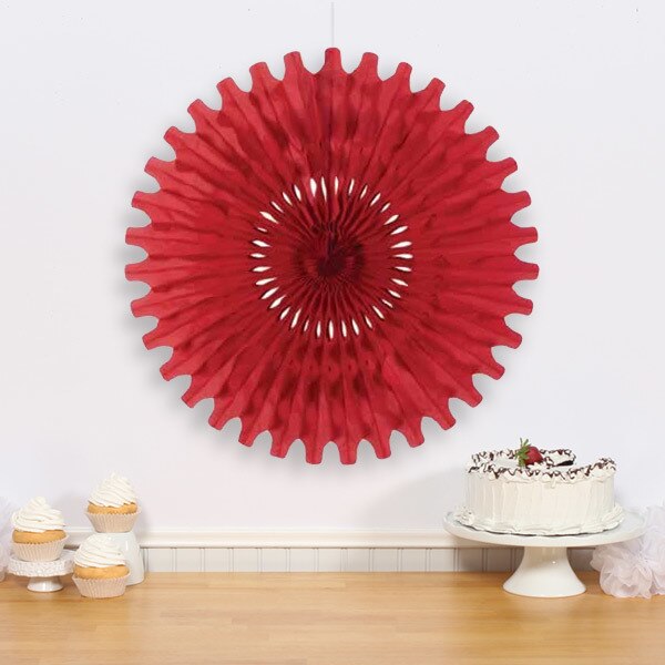 Tissue Fan Boho Art Style Red, 25 inch, each