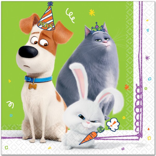 The Secret Life of Pets 2 Lunch Napkins, 6.5 inch fold, set of 16