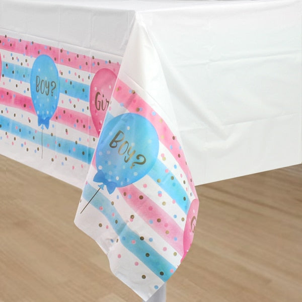Balloons Gender Reveal Table Cover, 54 x 102 inch