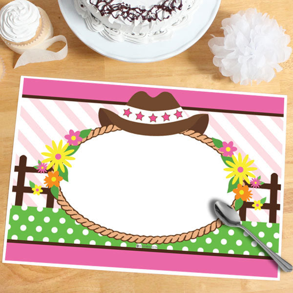 Playful Pony Cowgirl Party Placemat, 8.5x11 Printable PDF Digital Download by Birthday Direct