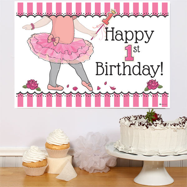Ballerina 1st Birthday Sign, 8.5x11 Printable PDF Digital Download by Birthday Direct