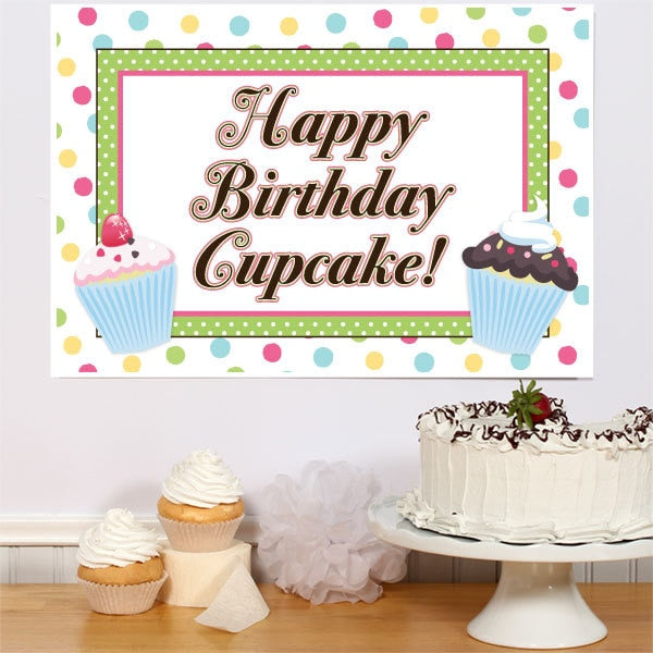 Sweet Cupcake Birthday Sign, 8.5x11 Printable PDF Digital Download by Birthday Direct
