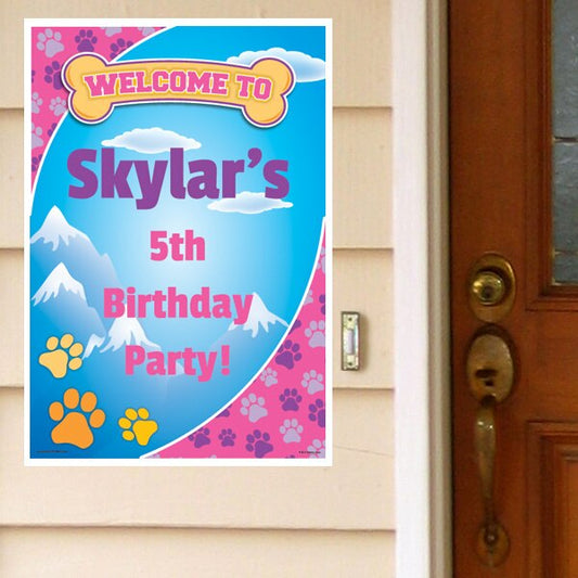Birthday Direct's Pawty Prints Pink Party Custom Door Greeter