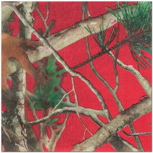 Camouflage Christmas Red Lunch Napkins, 6.5 inch fold, set of 16