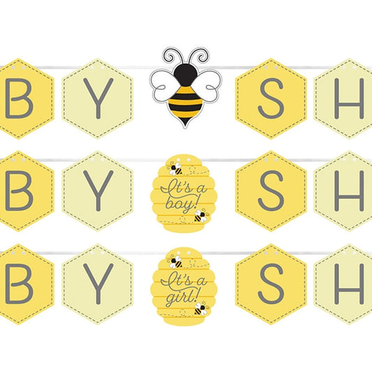 Bumble Bee Baby Shower Ribbon Banner, 5.5 feet, each