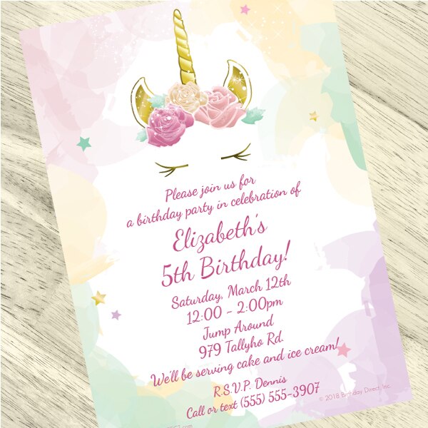 Birthday Direct's Unicorn Sparkle Party Custom Invitations