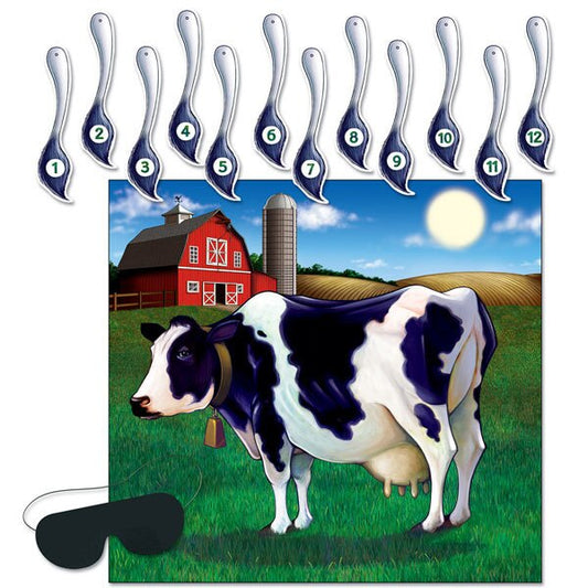 Little Cow Party Pin the Tail on the Cow Game, activity, 14 piece