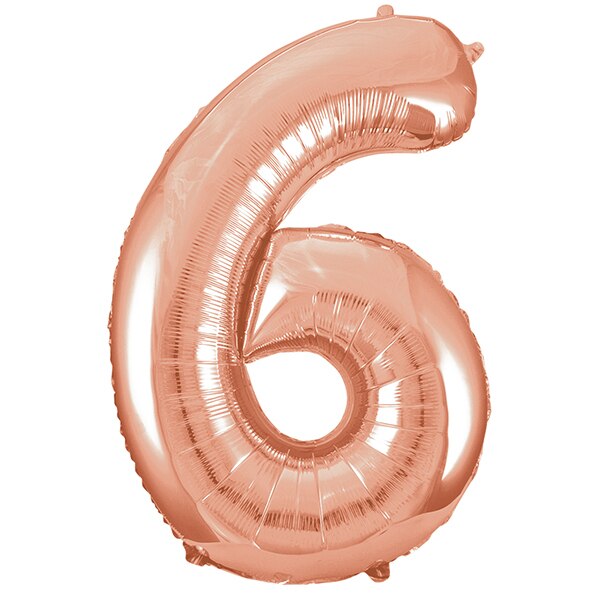 Rose Gold Number 6 Foil Balloon, 34 inch, each