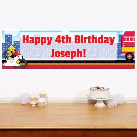 Birthday Direct's Fire Engine Party Custom Banner