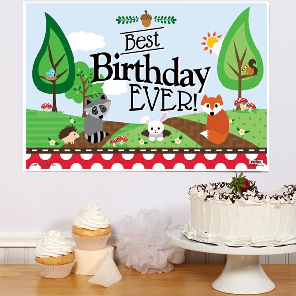 Woodland Animals Birthday Sign, 8.5x11 Printable PDF Digital Download by Birthday Direct
