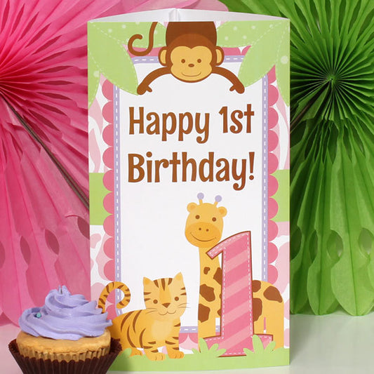 Birthday Direct's Safari 1st Birthday Pink Tall Centerpiece