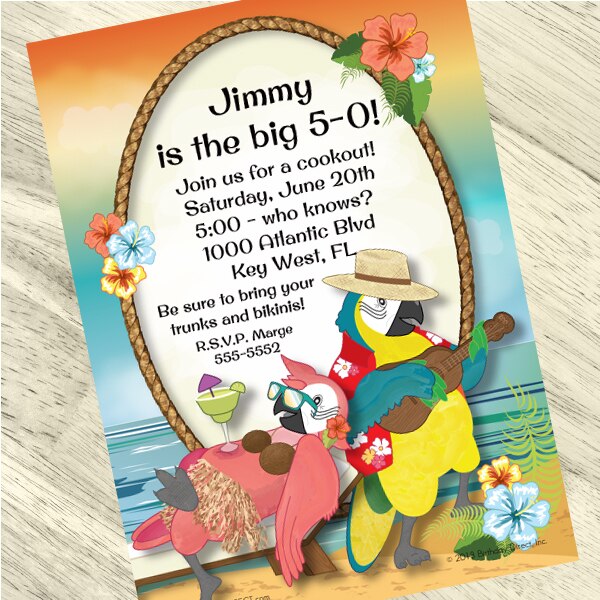 Birthday Direct's Parrot in Paradise Party Custom Invitations