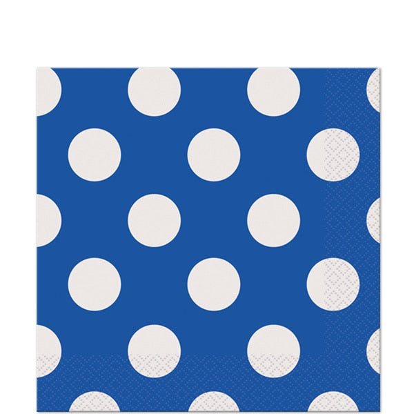Royal Blue with White Dot Beverage Napkins, 5 inch fold, set of 16