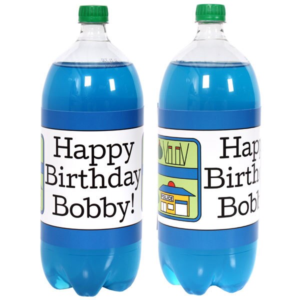 Birthday Direct's Main Street Birthday Custom Bottle Labels