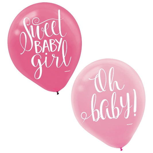 Floral Baby Latex Balloons, 12 inch, set of 15
