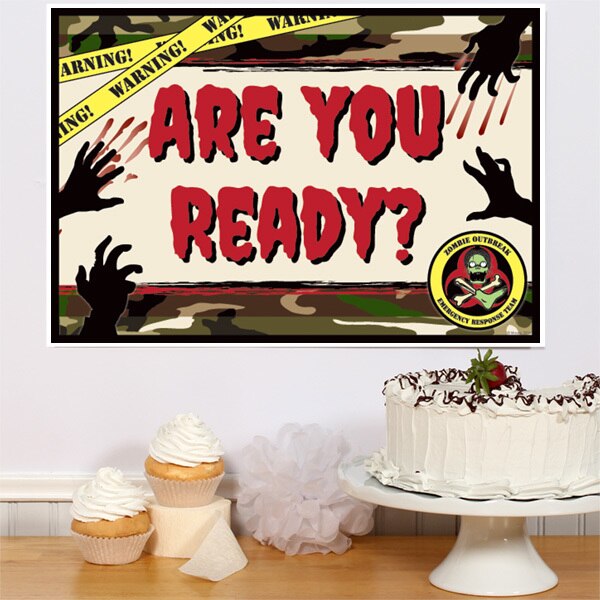 Zombie Party Sign, 8.5x11 Printable PDF Digital Download by Birthday Direct