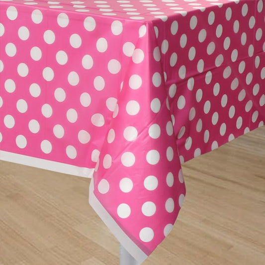 Hot Pink with White Dot Table Cover, 54 x 108 inch