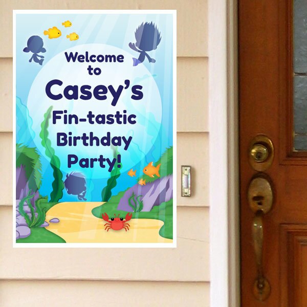 Birthday Direct's Bubble Baby Mermaids Party Custom Door Greeter