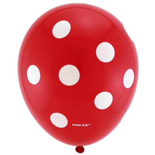 Red with White Polka Dots Printed Latex Balloons, 12 inch, 8 count