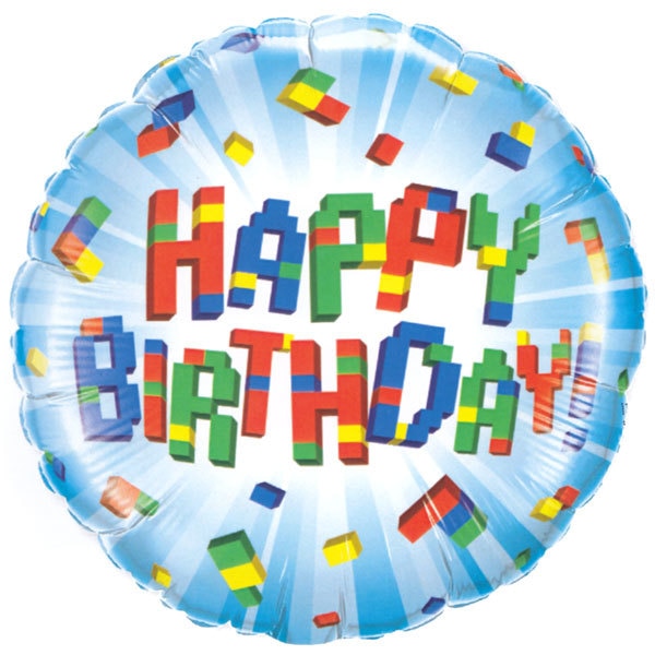 Block Happy Birthday Foil Balloon, 18 inch, each