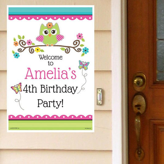 Birthday Direct's Little Owl Party Custom Door Greeter