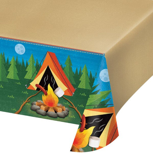 Camping Party Table Cover, 54 x 102 inch