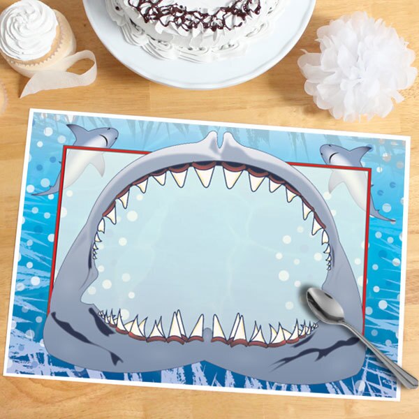 Shark Party Placemat, 8.5x11 Printable PDF Digital Download by Birthday Direct