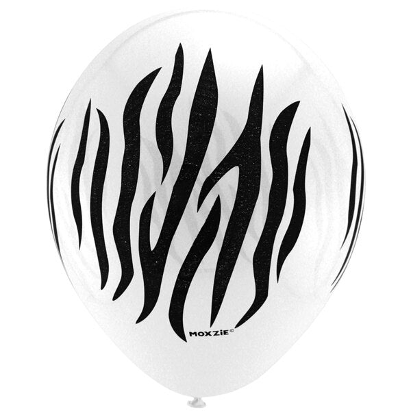 Zebra Print Latex Balloons, 12 inch, 8 count