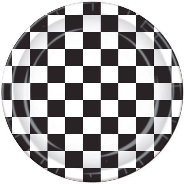 Black and White Check Dinner Plates, 9 inch, 8 count
