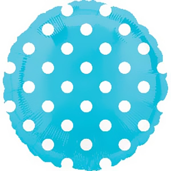 Aqua Blue Polka Dot Foil Balloon, 18 inch, each