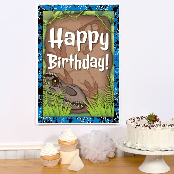 Jurassic Dinosaurs Birthday Sign, 8.5x11 Printable PDF Digital Download by Birthday Direct
