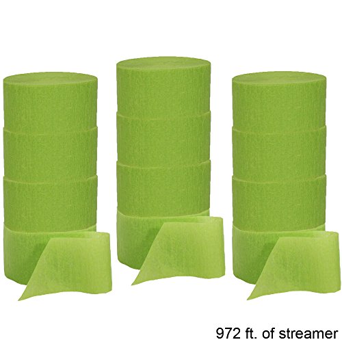 Crepe Streamers 12-81 Foot Rolls Lime Green, 972 feet, set of 12