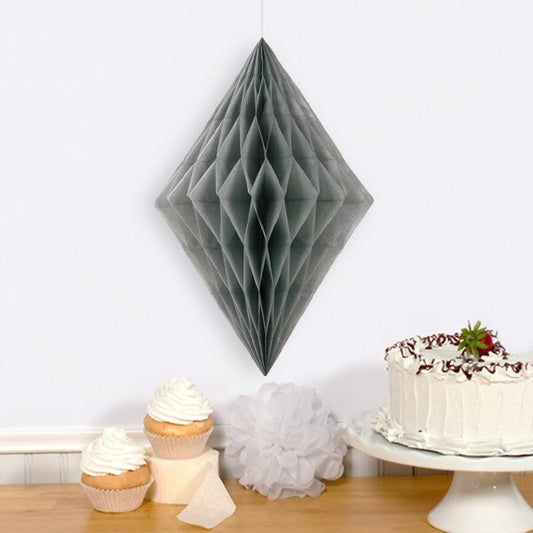 Silver Diamond Tissue Decoration, 14 inch, 2 Count